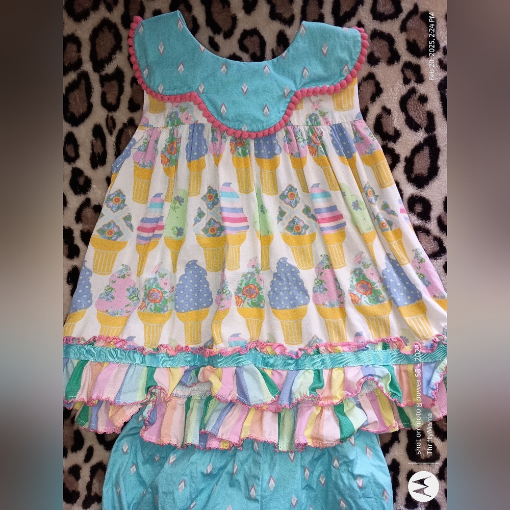 Matilda Jane Ice Cream Print Kids Matching Set - Blue, Yellow, Pink